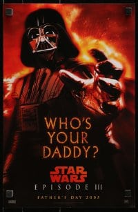 2w174 REVENGE OF THE SITH mini poster 1905 Star Wars Episode III, who's your daddy, Vader!