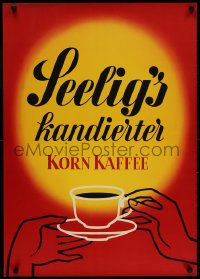 2w344 SEELIG'S KANDIERTER KORN KAFFEE 23x33 German advertising poster 1950s Walter Muller, red!