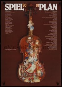 2w413 SPIEL PLAN 23x33 German stage poster 1980 artwork of a violin by Holger Matthies!