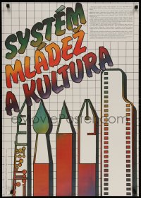 2w579 SYSTEM MLADEZ A KULTURA 23x33 Czech special poster 1989 colorful and creative art!