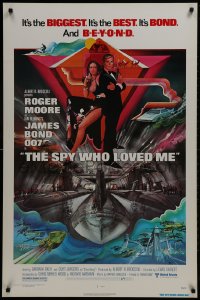 2w931 SPY WHO LOVED ME 1sh 1977 great art of Roger Moore as James Bond by Bob Peak!