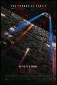 2w938 STAR TREK: FIRST CONTACT int'l DS 1sh 1996 image of starship Enterprise above Borg cube!