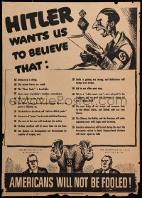2w078 AMERICANS WILL NOT BE FOOLED 14x20 WWII war poster 1942 things Hitler wants us to believe!