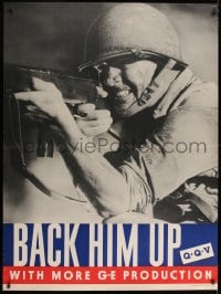 2w079 BACK HIM UP 37x49 WWII war poster 1943 back him up, image of soldier with M1 rifle!