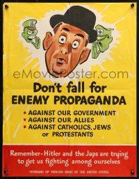 2w090 DON'T FALL FOR ENEMY PROPAGANDA 17x22 WWII war poster 1940s WWII, Betts art of enemy whispering in ear!