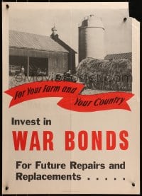 2w096 FOR YOUR FARM & YOUR COUNTRY 20x28 WWII war poster 1943 invest in War Bonds for repairs!