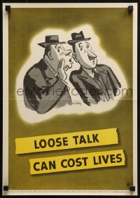 2w109 LOOSE TALK CAN COST LIVES 14x20 WWII war poster 1942 two men divulging secrets by Steig!