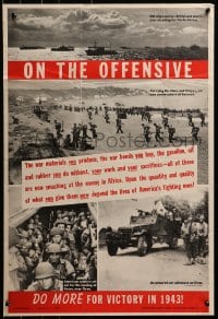 2w113 ON THE OFFENSIVE 20x30 WWII war poster 1943 cool images of soldiers in Algeria!