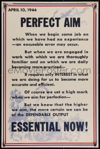 2w115 PERFECT AIM 25x38 WWII war poster 1942 we set a high mark when we aim for perfection!