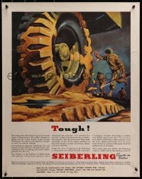 2w122 SEIBERLING 22x28 WWII war poster 1940s great Ward art of soldiers and truck in the mud!