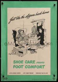 2w123 SHOE CARE MEANS FOOT COMFORT 2-sided 14x20 WWII war poster 1945 soldier in bombed building!