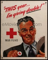 2w132 THIS YEAR I'M GIVING DOUBLE 22x28 WWII war poster 1943 Red Cross pin by Wendell Kling!