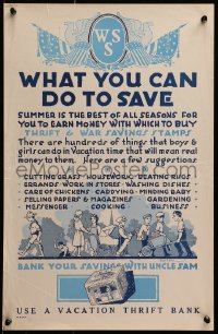 2w074 WHAT YOU CAN DO TO SAVE 14x22 WWI war poster 1917 children doing chores by Stacy H. Wood!