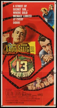 2x373 13 WEST STREET 3sh 1962 Alan Ladd, Rod Steiger, as shocking as a scream in the night!