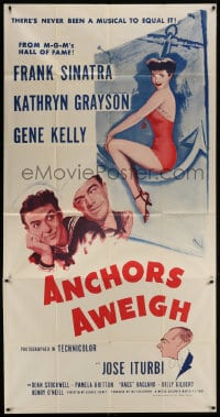 2x382 ANCHORS AWEIGH 3sh R1955 Frank Sinatra, Gene Kelly, sexy Kathryn Grayson + Hirschfeld art!