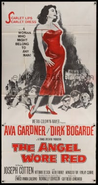 2x383 ANGEL WORE RED 3sh 1960 sexy full-length Ava Gardner, Dirk Bogarde has a price on his head!