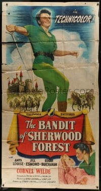 2x391 BANDIT OF SHERWOOD FOREST 3sh 1945 great full-length image of Cornel Wilde wearing tights!