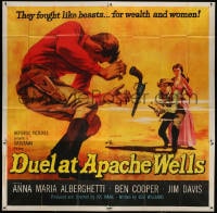 2x039 DUEL AT APACHE WELLS 6sh 1957 they fought like beasts for wealth & women, gun duel art!