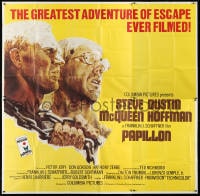 2x071 PAPILLON 6sh 1973 art of Devil's Island prisoners Steve McQueen & Dustin Hoffman by Tom Jung!