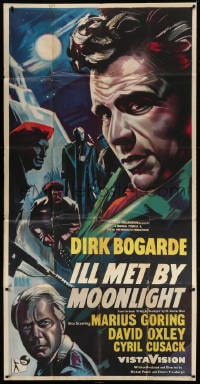 2x010 ILL MET BY MOONLIGHT English 3sh 1957 Michael Powell, Emeric Pressburger, art of Dirk Bogarde