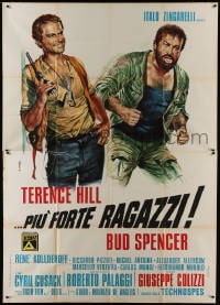 2x130 ALL THE WAY BOYS Italian 2p 1973 cool Casaro art of Terence Hill with gun & Bud Spencer!