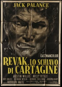 2x141 BARBARIANS Italian 2p 1960 different super close up art of shackled Jack Palance!
