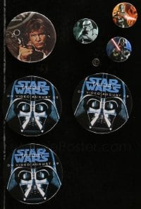 2y438 LOT OF 7 STAR WARS PIN-BACK BUTTONS 1980s-1990s cool character portraits & more!