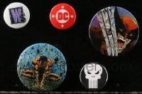 2y442 LOT OF 5 COMIC BOOK PIN-BACK BUTTONS 1990s DC, Wolverine, Punisher & more!