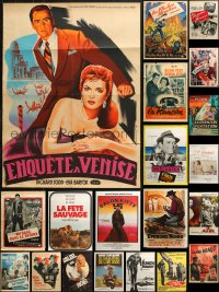 2y611 LOT OF 20 FORMERLY FOLDED 23x31 FRENCH POSTERS 1950s-1970s a variety of movie images!