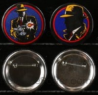 2y446 LOT OF 2 DICK TRACY PIN-BACK BUTTONS 1990 great artwork of Warren Beatty c/u & with gun!