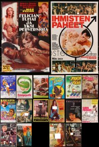 2y581 LOT OF 18 UNFOLDED 17x25 SEXPLOITATION FINNISH POSTERS 1960s-1970s with some nudity!