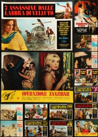 2y629 LOT OF 22 FORMERLY FOLDED 19x27 ITALIAN PHOTOBUSTAS 1960s-1970s great movie scenes!