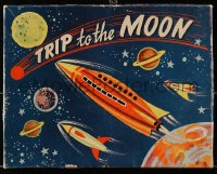 2z280 TRIP TO THE MOON 7x9 board game 1950s be the first person to fly your spaceship there!