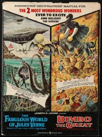 2z034 FABULOUS WORLD OF JULES VERNE/BIMBO THE GREAT pressbook 1961 cool fantasy/circus artwork!