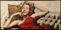 2z054 MARILYN MONROE 19x39 Canadian art print 1990s sexy pose in red dress, ready to hang!