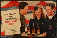 2z051 ROYAL CROWN COLA 26x39 advertising poster 1943 Rita Hayworth in uniform serving R.C. Cola!