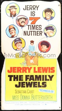 2z094 FAMILY JEWELS style Y standee 1965 Jerry Lewis is seven times nuttier in seven roles, wacky!