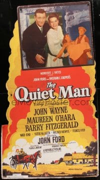 2z101 QUIET MAN standee 1951 great image of John Wayne & pretty Maureen O'Hara, John Ford!