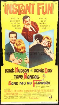 2z105 SEND ME NO FLOWERS style Y standee 1964 great images of Rock Hudson, Doris Day, Tony Randall!