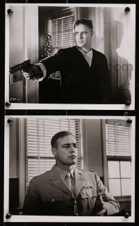3a882 REFLECTIONS IN A GOLDEN EYE 2 8x10 stills 1967 John Huston, Marlon Brando in uniform, w/ gun!