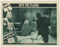 3b353 ADVENTURES OF THE FLYING CADETS chapter 3 LC 1943 close up of masked gunman, Into the Flames!