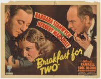 3b067 BREAKFAST FOR TWO TC 1937 romantic c/u of Barbara Stanwyck & Herbert Marshall, rare!