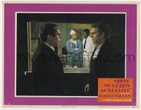 3b372 BULLITT LC #4 1969 close up of Steve McQueen & Don Gordon in hospital, crime classic!