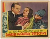 3b387 CHARLIE McCARTHY DETECTIVE LC 1939 Constance Moore between Edgar Bergen & Charlie McCarthy!