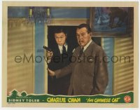3b392 CHINESE CAT LC 1944 close up of Sidney Toler as Charlie Chan with Benson Fong as #3 Son!