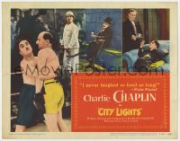 3b080 CITY LIGHTS TC R1950 images of Charlie Chaplin boxing, in rich man's house, and with flower!