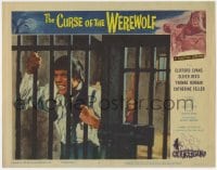 3b399 CURSE OF THE WEREWOLF LC #8 1961 c/u of human Oliver Reed in jail cell before he transforms!