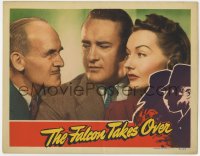 3b433 FALCON TAKES OVER LC 1942 close-up of George Sanders, Lynn Bari & James Gleason!