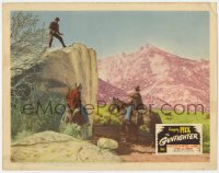 3b463 GUNFIGHTER LC #7 1950 Gregory Peck standing on rock w/ guns on brothers of man he killed!