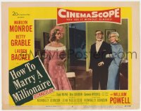 3b475 HOW TO MARRY A MILLIONAIRE LC #5 1953 Lauren Bacall watches Marilyn Monroe help David Wayne!